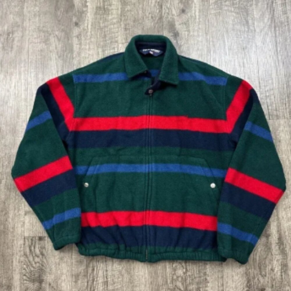 Vintage 90s Polo Sport Ralph Lauren Color Block Striped Fleece Jacket